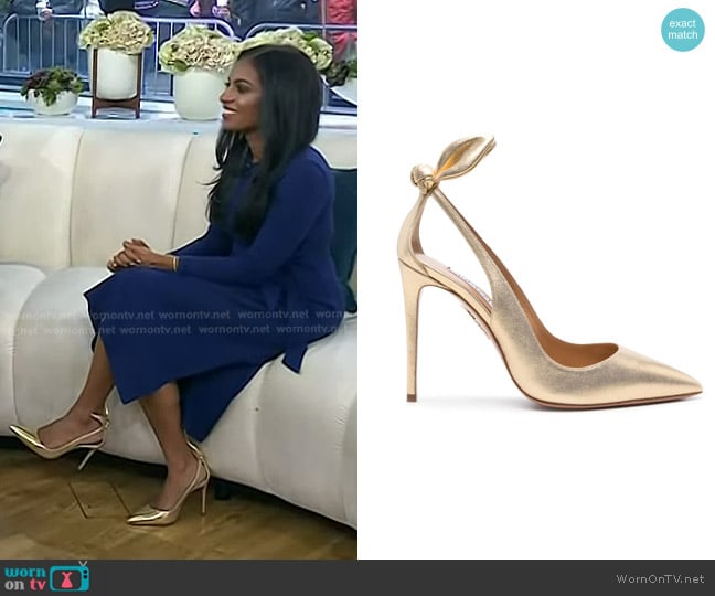 Aquazzura Bow Tie 105mm OLeather Pumps worn by Niro Feliciano on Today