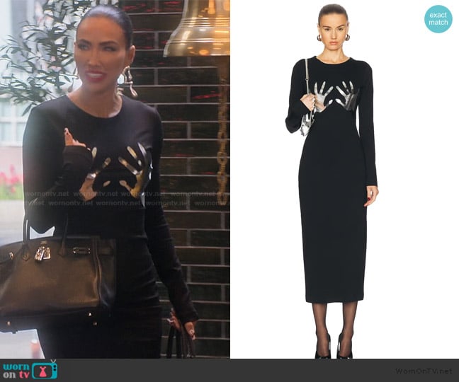 Area Handprint Long Sleeve Midi Dress worn by Bre Tiesi on Selling Sunset