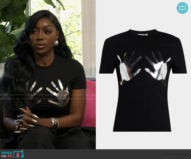 Area Handprint Short Sleeve T-Shirt worn by Wendy Osefo on The Real Housewives of Potomac