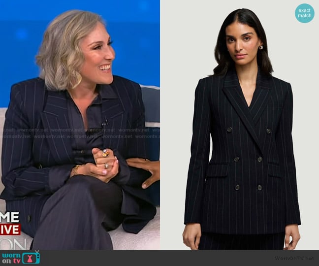 Argent Double-Breasted Blazer in Stretch Wool worn by Ricki Lake on Tamron Hall Show