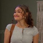 Ari’s grey ribbed button front top on Days of our Lives