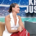 Kristin Juszczyk’s red leather pants on Access Hollywood