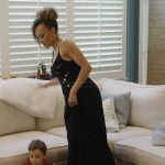 Ashley’s black butterfly print dress on The Real Housewives of Potomac