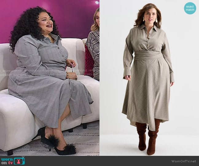 Ashley Graham Plus Long Sleeve Plaid Shirt Dress worn by Michelle Buteau on Today