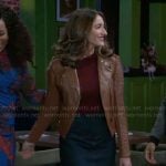 Ashley’s tan leather jacket on Beyond the Gates