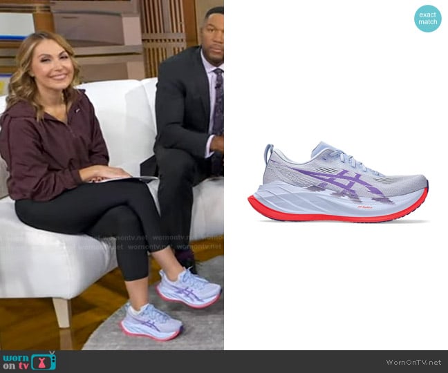 Asics Superblast 2 Running Shoes in Blue Fade/Edo Purple worn by Lori Bergamotto on Good Morning America