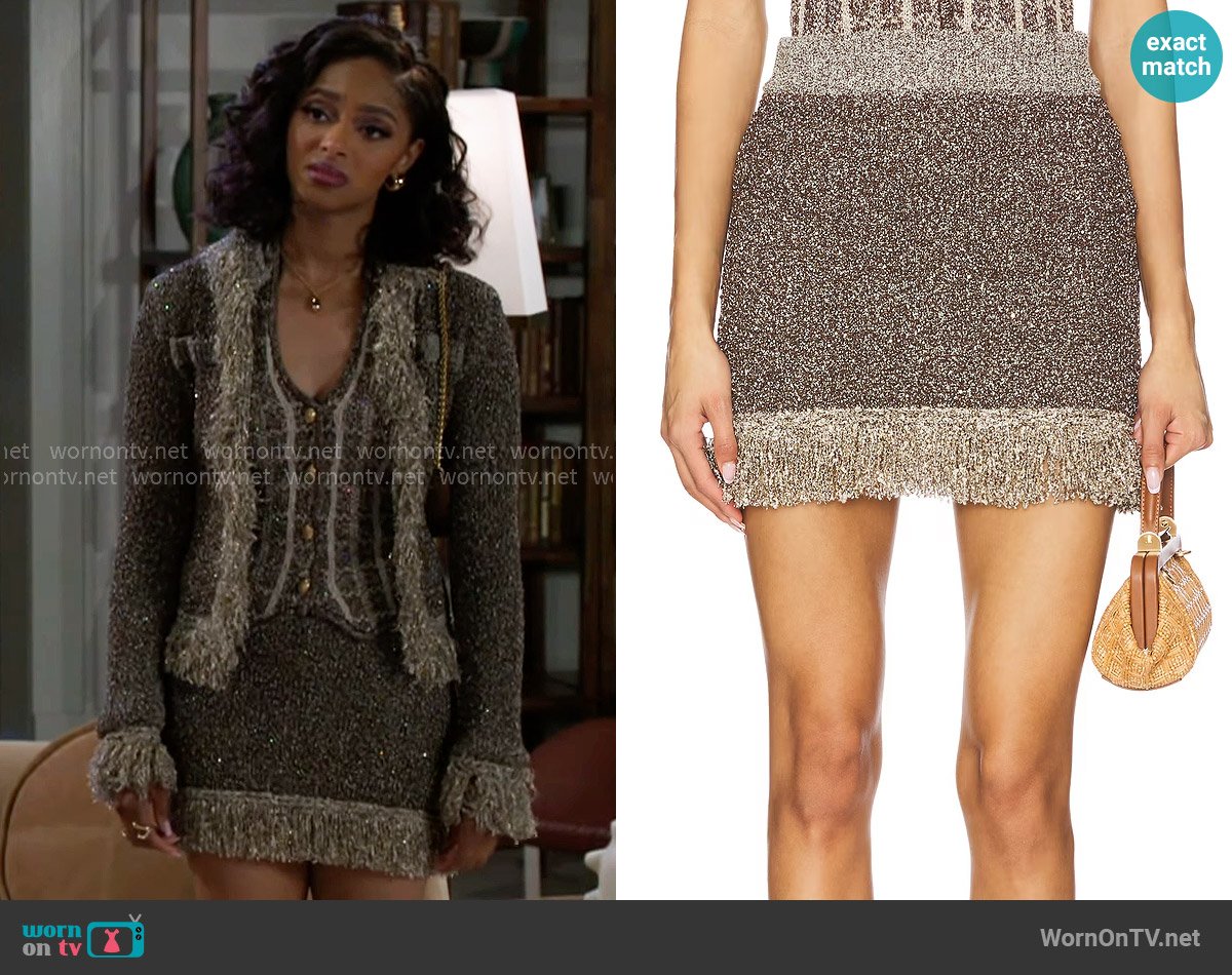 Asta Resort Bianca Fringe Skirt worn by Kat Richardson (Colby Muhammad) on Beyond the Gates