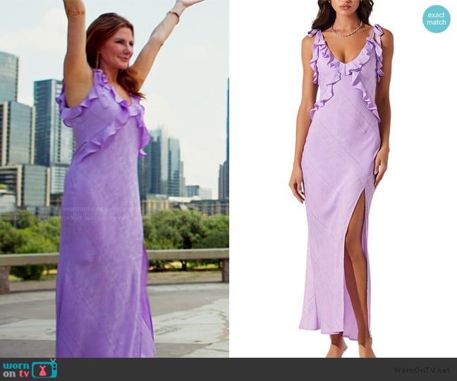 ASTR the Label Sorbae Ruffle Maxi Dress worn by Cindy Angelcyk Cullers on The Golden Bachelor