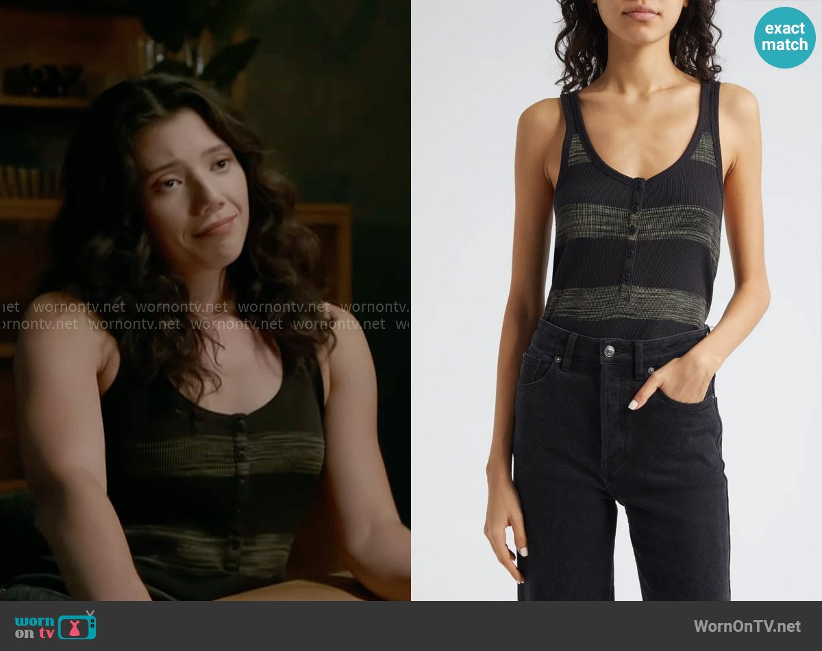 ATM Anthony Thomas Melillo Sunbleached Stripe Cotton Rib Tank worn by Violet Mikami (Hanako Greensmith) on Chicago Fire