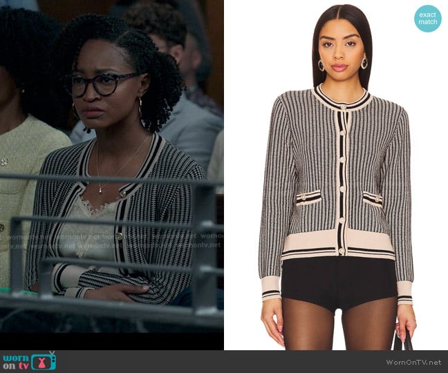Autumn Cashmere Textured Two Tone Cardigan worn by Kristin (Kiah Alexandria Clingman) on Reasonable Doubt