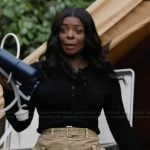 Ava’s beige belted double pants on Abbott Elementary