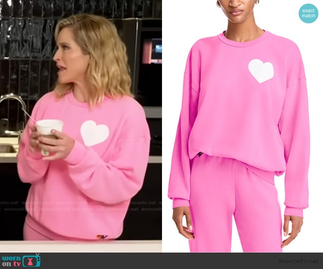Aviator Nation Heart Stitch Crewneck Sweatshirt worn by Sara Haines on The View