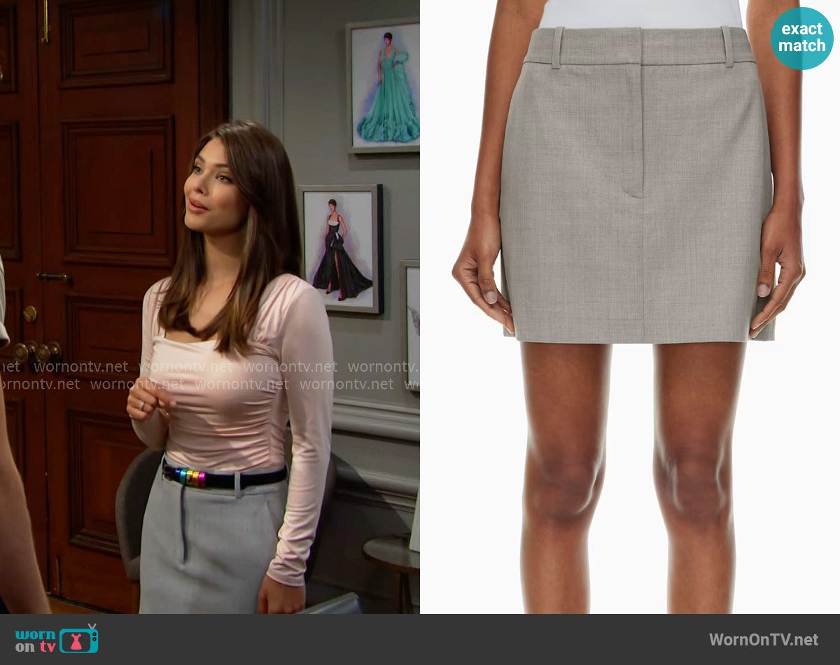 Babaton at Aritzia Chisel Skirt worn by Electra Forrester (Laneya Grace) on The Bold and the Beautiful