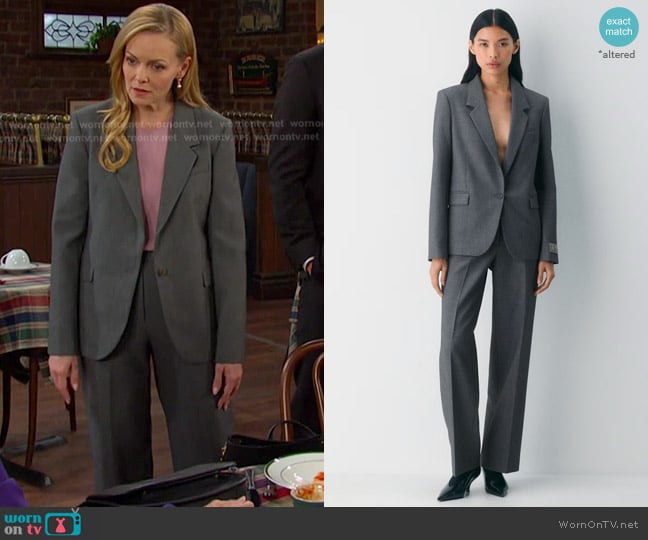 Babaton Producer Blazer and New Agency Lo-Rise Pant worn by Belle Brady (Martha Madison) on Days of our Lives