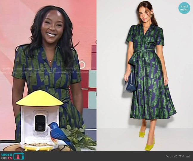 Badgley Mischka Short Sleeve Collar Full Skirt Day Dress worn by Makho Ndlovu on Today