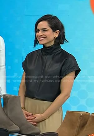 Bahar Takhtehchian's black leather top on Today