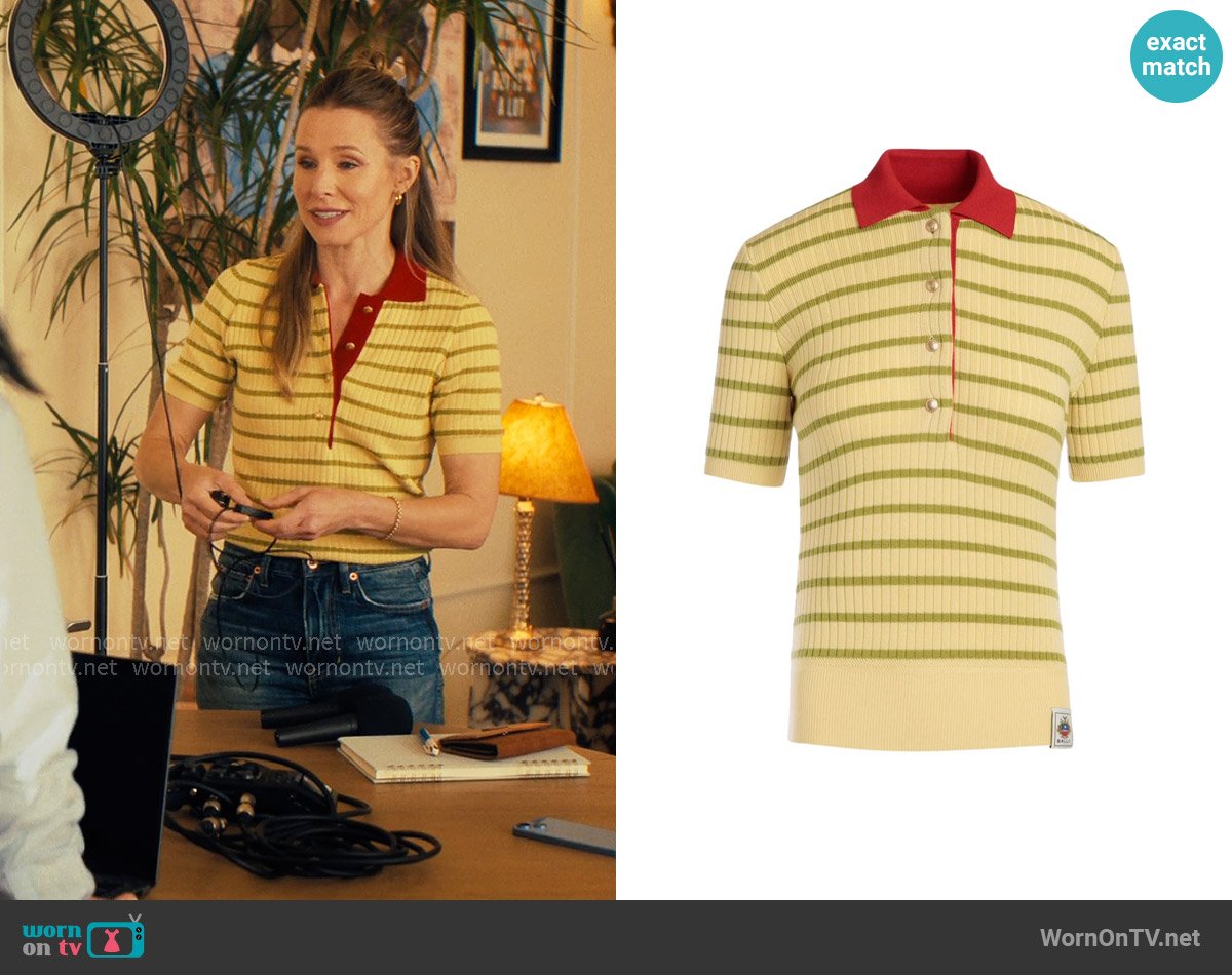 Bally Striped knitted polo shirt worn by Joanne (Kristen Bell) on Nobody Wants This