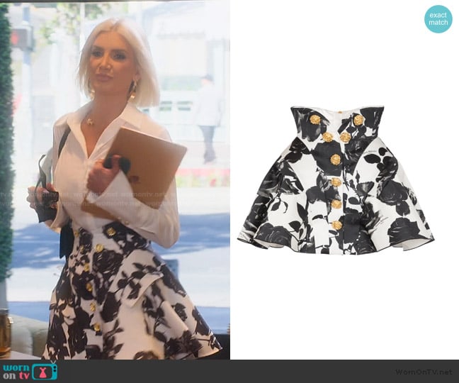 Balmain Bianca Floral Mini Skirt worn by Nicole Young on Selling Sunset