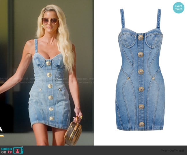 Emma’s denim mini dress on Selling Sunset Emma’s denim mini dress on Selling Sunset