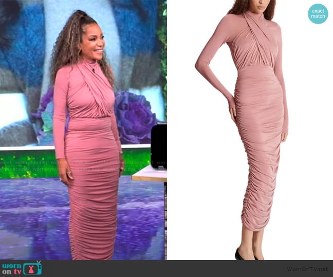 Balmain Pleated Jersey Midi Dress worn by Sunny Hostin on The View