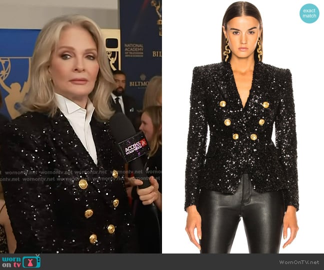 Balmain Sequin Double Breasted Blazer worn by Deidre Hall on Access Hollywood