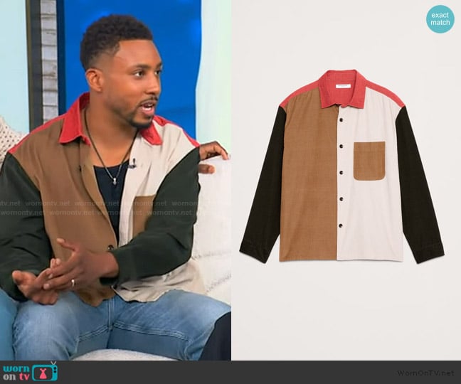 Greg Mathis Jr’s colorblock shirt on Tamron Hall Show