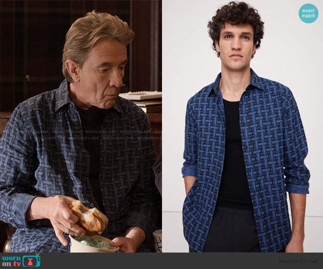 Oliver’s blue printed shirt on OMITB