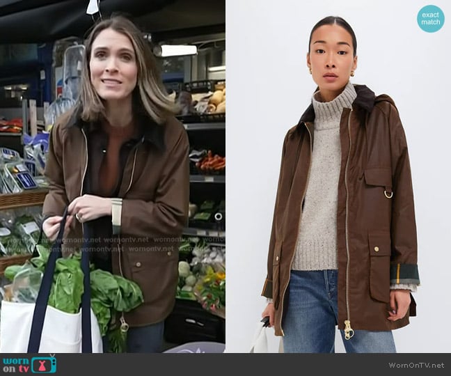 Barbour Highclere Wax Jacket in Bark worn by Molly Hunter on Today