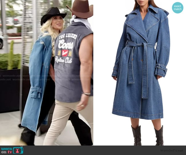 Bardot Oversize Denim Trench Coat worn by Jennifer Pedranti on The Real Housewives of Orange County