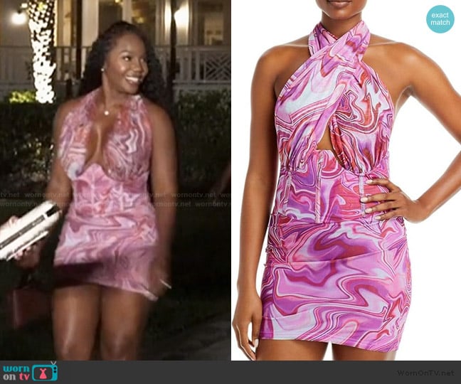 Bardot Tie Dye Mesh Dress worn by Jassi Rideaux on The Real Housewives of Potomac