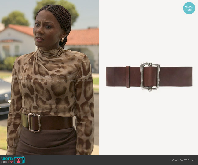 Ba&Sh wblaire Leather Wide Belt worn by Jax Stewart (Emayatzy Corinealdi) on Reasonable Doubt