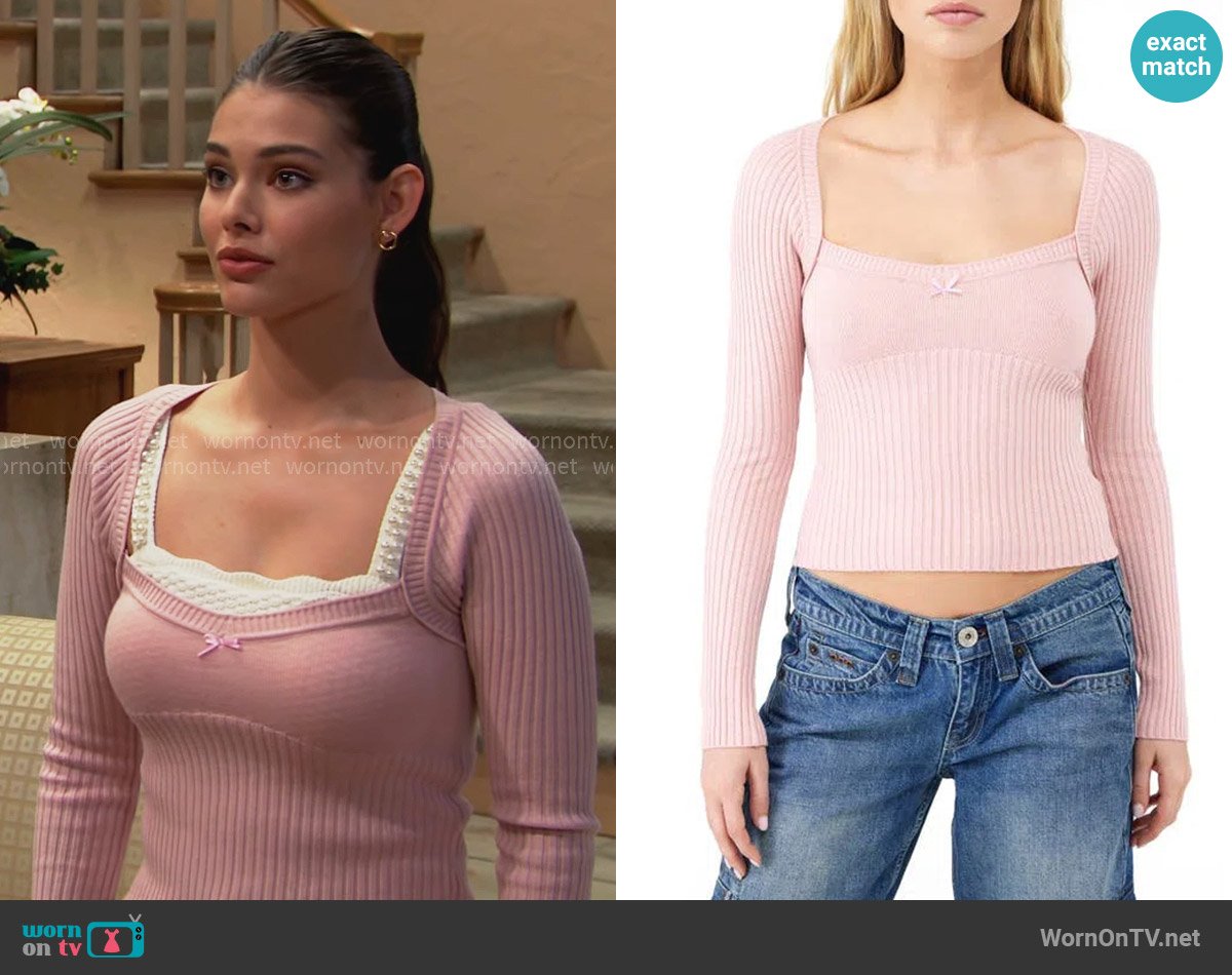 BDG at Urban Outfitters Long Sleeve Knit Shirt worn by Electra Forrester (Laneya Grace) on The Bold and the Beautiful