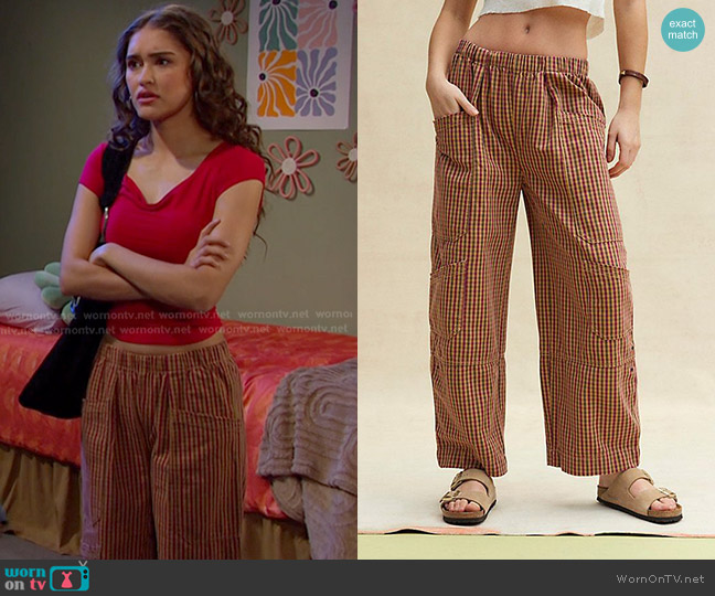 BDG Charlie Gingham Low-Rise Wide-Leg Pant worn by Arianna Horton (Marissa Reyes) on Days of our Lives