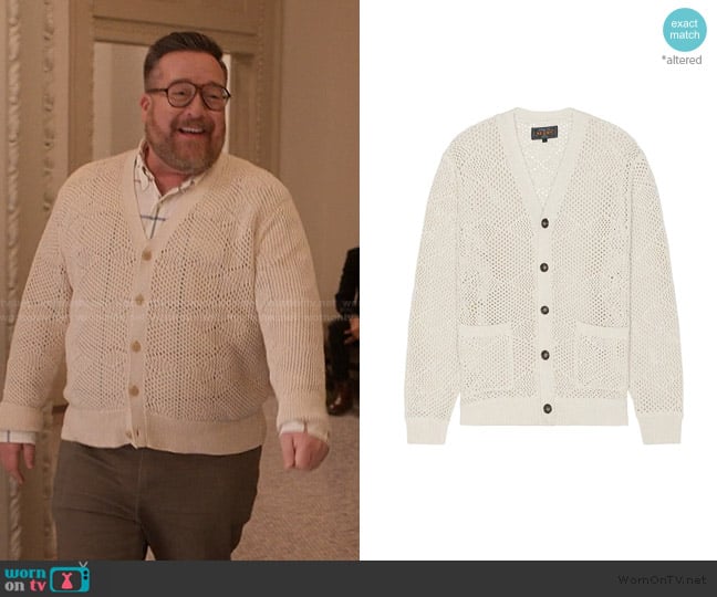 Beams Plus Cardigan Argyle Mesh worn by Howard (Michael Cyril Creighton) on Only Murders in the Building