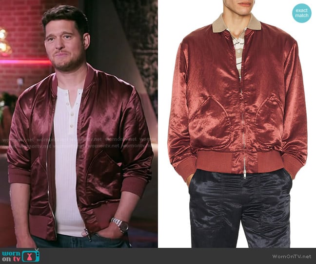 Beams Plus Sports Broken Blouson in Burgundy worn by Michael Bublé on The Voice