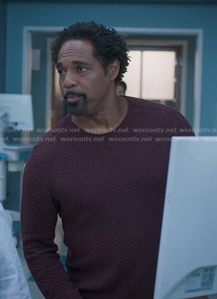 Ben's burgundy textured sweater on Greys Anatomy