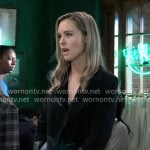 Jacinda’s black leather detail jacket on General Hospital