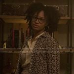 Kristin’s black floral shirt jacket on Reasonable Doubt