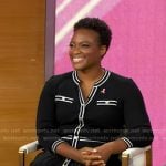 Dr. Monique James’s black contrast trim midi dress on Good Morning America