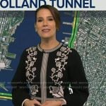 Heather’s black floral print knit dress on Good Morning America