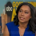 Rachel's blue sleeveless jumpsuit on Good Morning America