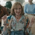 Beryl’s blue striped and floral shirt on Elsbeth