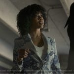 Monica’s blue print blazer on Reasonable Doubt