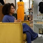 Kiya Tomlin’s blue off-shoulder top and pants on Today