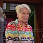 Bonnie’s striped horse shirt and red leather pants on Days of our Lives