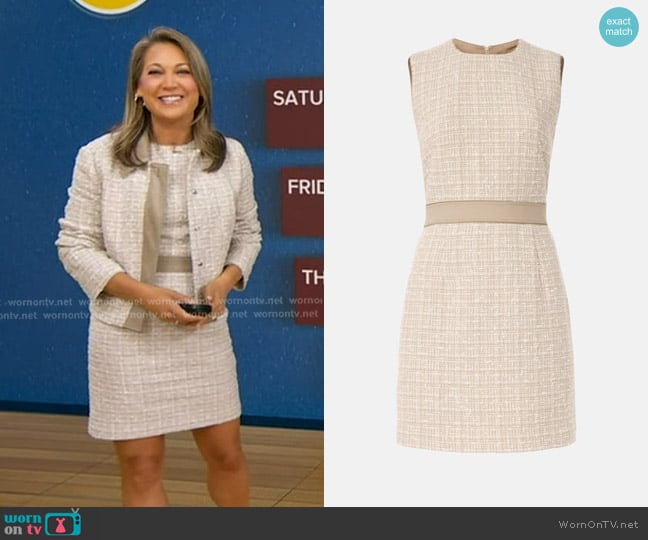 Boss Diarias Tweed Dress worn by Ginger Zee on Good Morning America