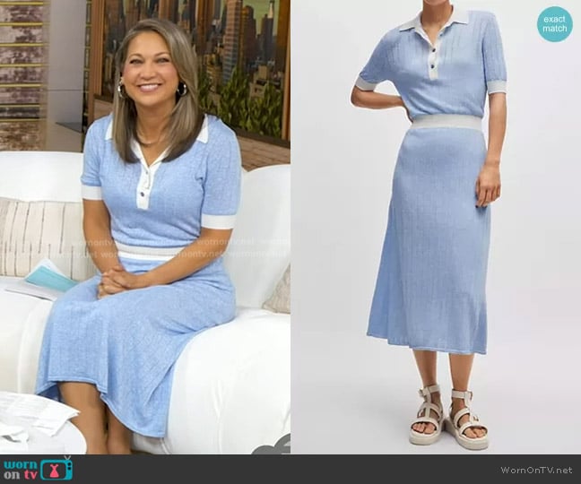 Boss Linen-Blend Dress with Button Placket worn by Ginger Zee on Good Morning America