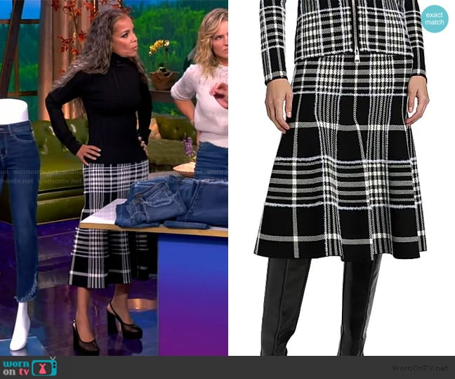 Brandon Maxwell Rory Jacquard Plaid Trumpet Midi-Skirt worn by Sunny Hostin on The View