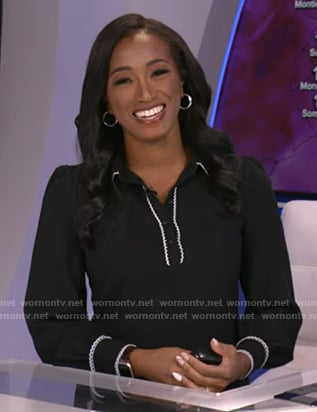 Brittany’s black contrast trim collared dress on Good Morning America