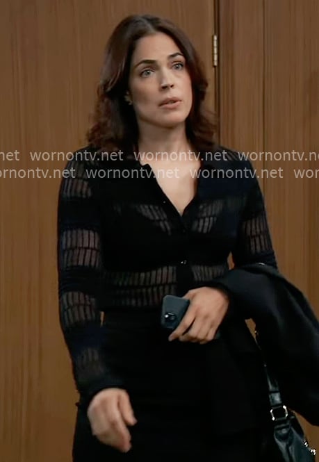 Britt's sheer striped shirt on General Hospital